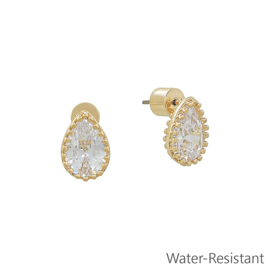 CZ Teardrop Stone Stud Earring