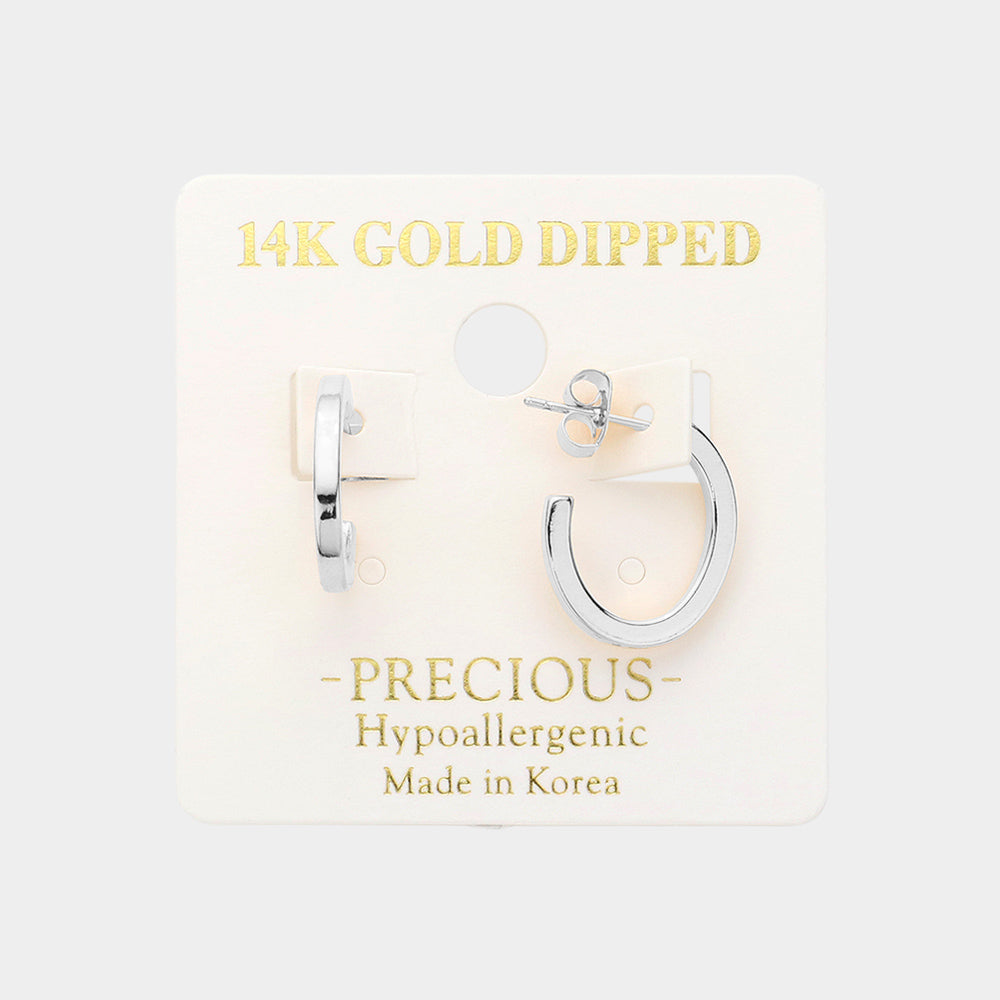 Gold Dip Oval Tiny Hoop Earring