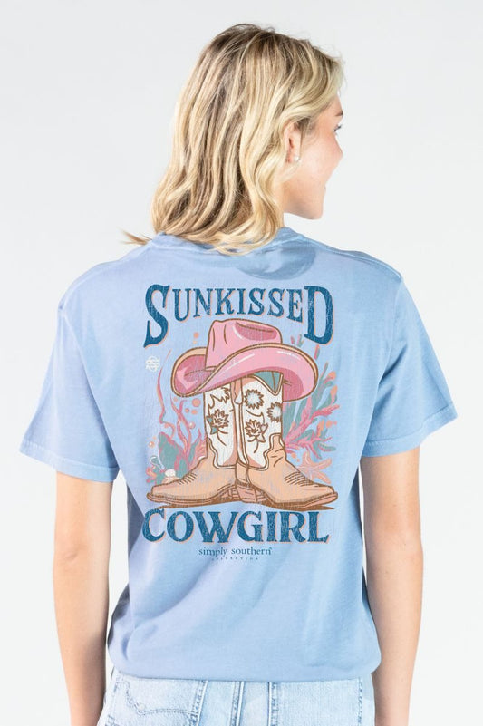 Simply Southern Mineral Wash Sunkiss Cowgirl T-Shirt-Blue