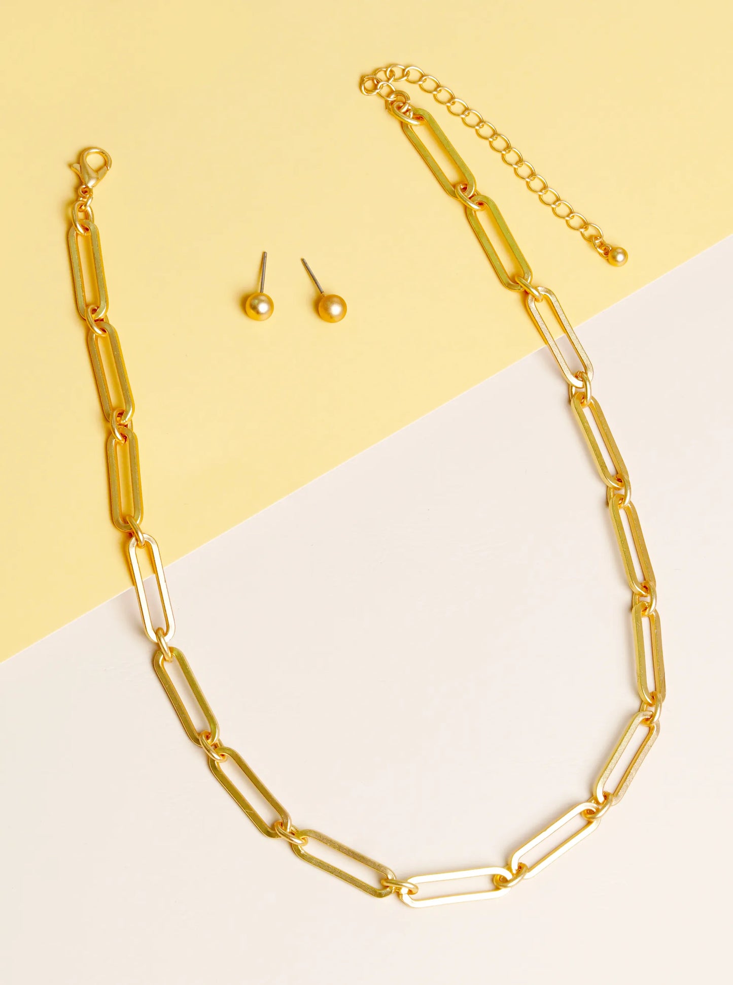 Metal Paper Clip Short Necklace - Gold