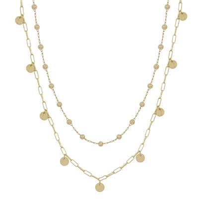 Disk Chain Layered Necklace