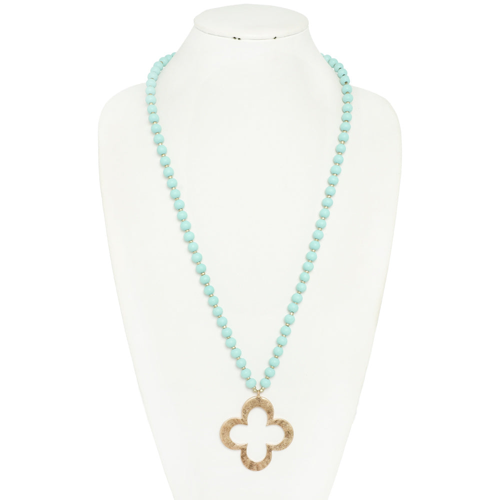 Beaded Clover Pendant Necklace