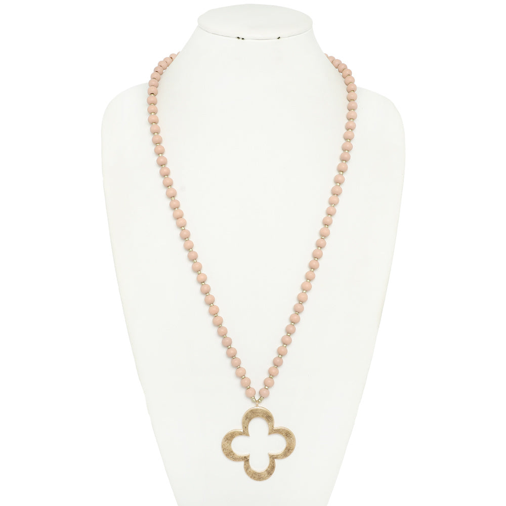 Beaded Clover Pendant Necklace