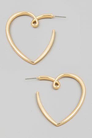 Metallic Heart Hoop Earring