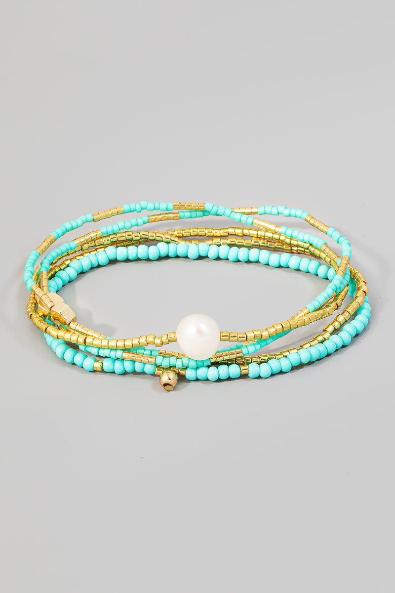 Multi Strand Pearl Beaded Bracelet Set