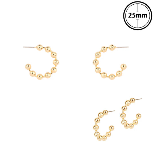 Small Gold Beaded Chain Hoop Earring