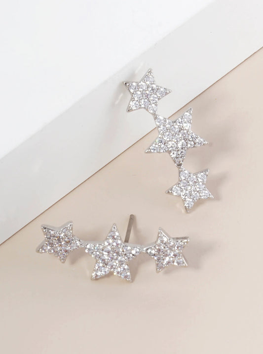 Triple Pave Star Arch Earring
