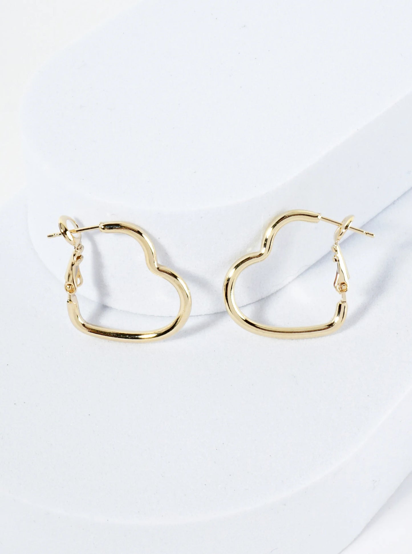 Small Polished Heart Outline Hoop Earring