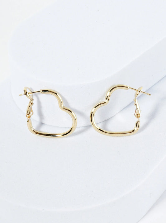 Small Polished Heart Outline Hoop Earring