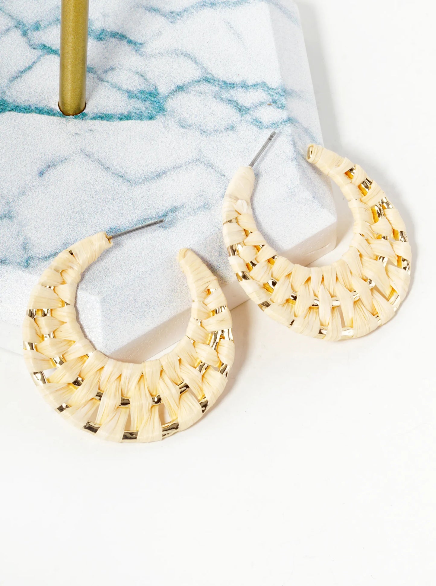 Raffia Braided Hoop Earring