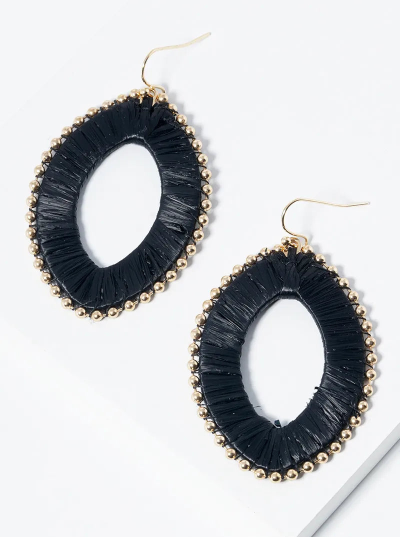 Raffia Wrapped Teardrop Earring