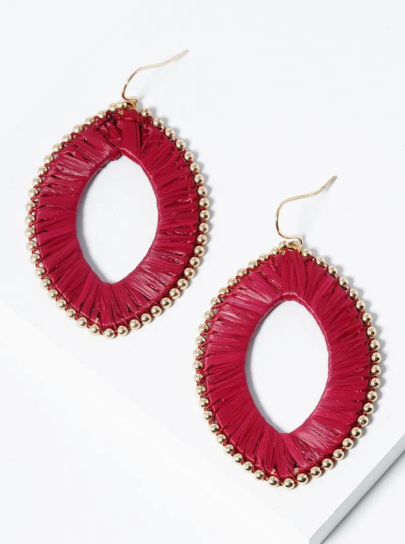 Raffia Wrapped Teardrop Earring