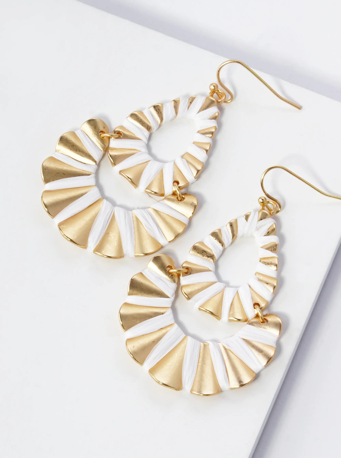 Raffia Wrapped Wavy Tiered Earring