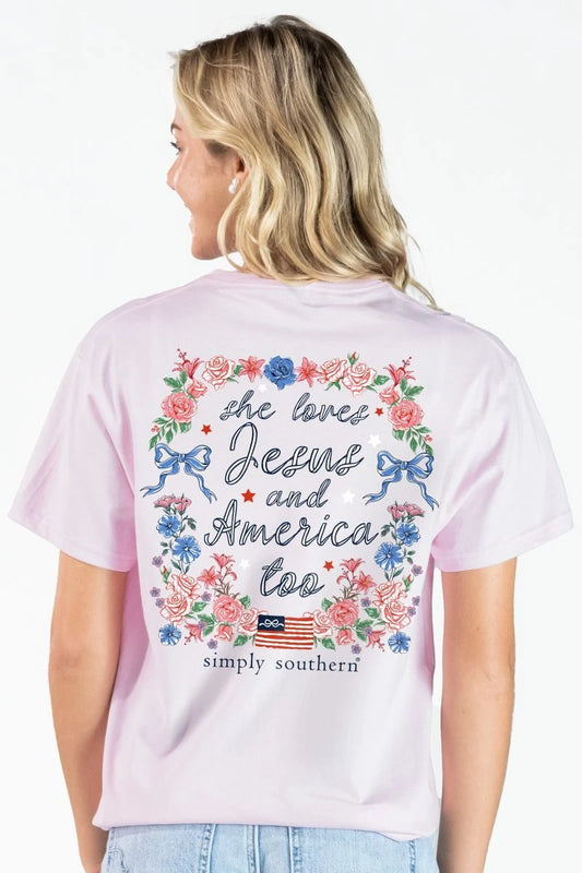 Jesus & America Simply Southern T-Shirt-Peony