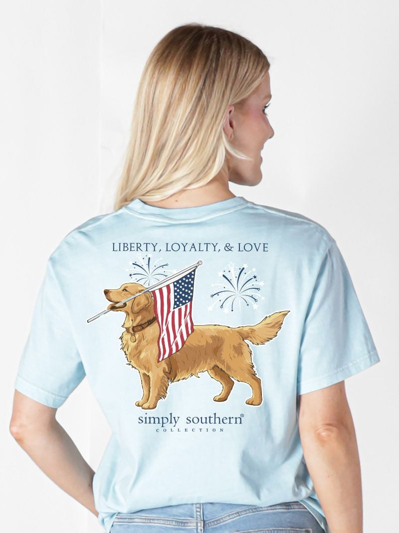 Simply Southern Loyalty Dog/Flag T-Shirt-Ice
