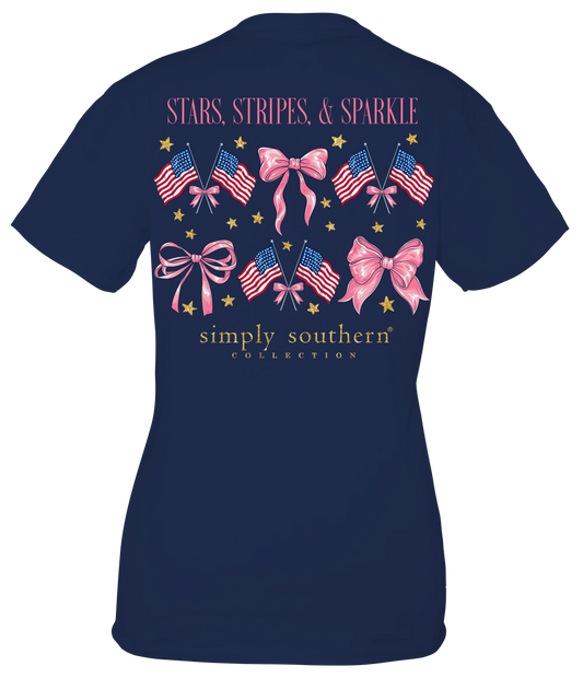 Simply Southern Stars, Stripes, & Sparkles T-Shirt - Navy