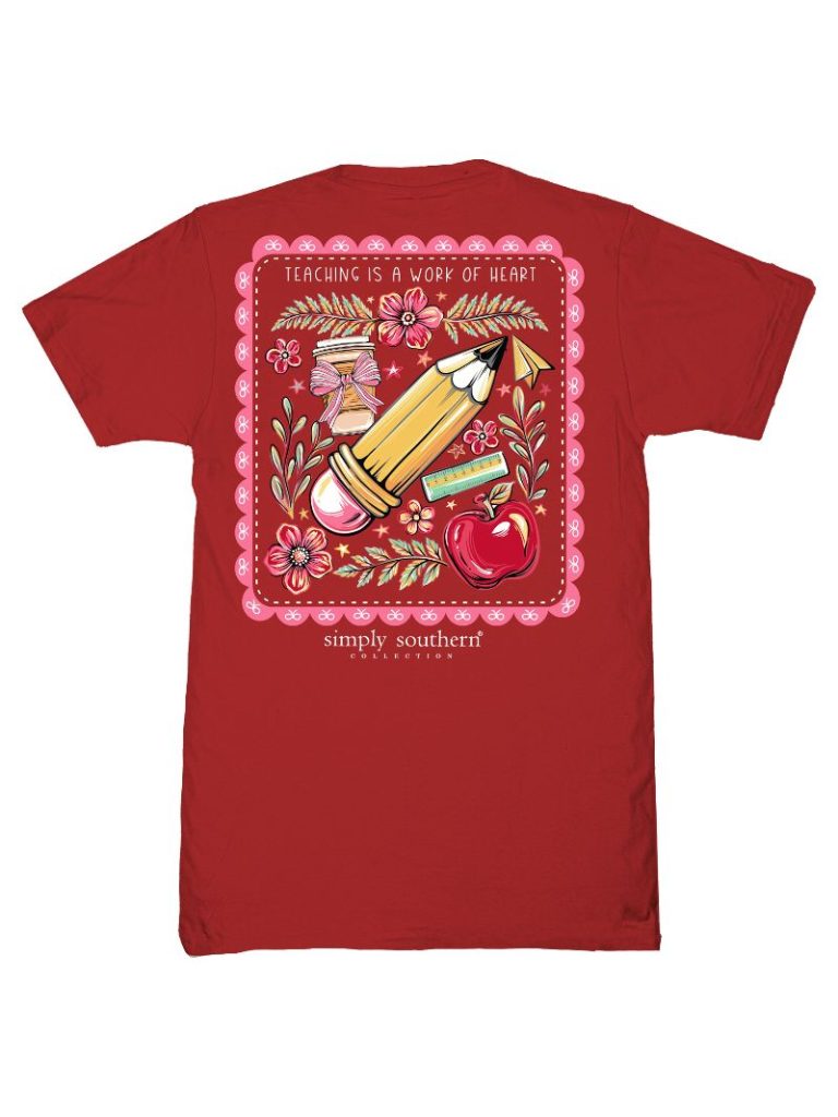 Simply Southern Teacher T-Shirt-Carmine