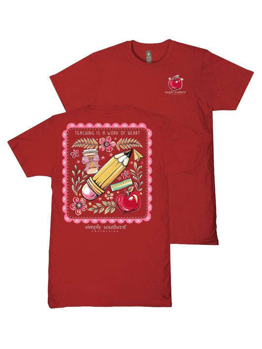 Simply Southern Teacher T-Shirt-Carmine