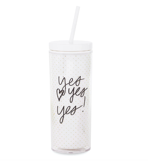 Yes Yes Yes Tumbler W/ Straw By Kate Spade