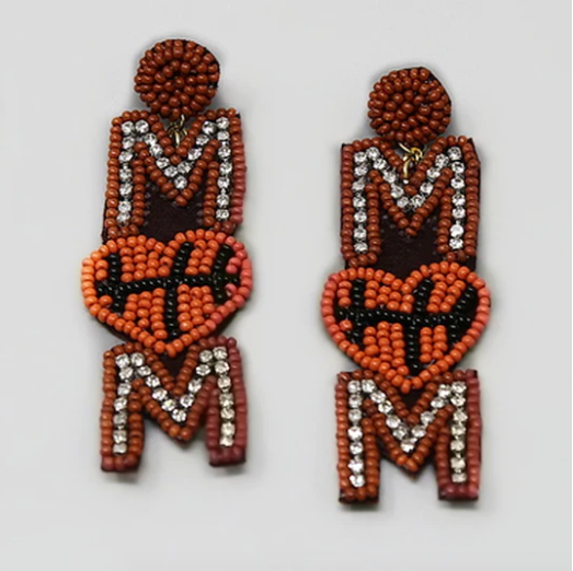 Heart Sport Mom Seed Bead Earring