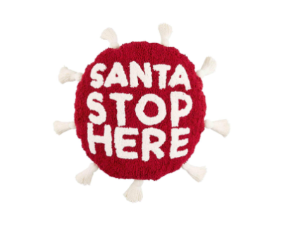 Santa Stop Here Pillow W/ Tassels