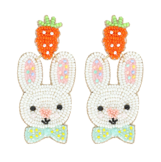 Bunny Bowtie Beaded Earring