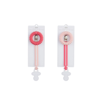 Pink Pacifier Strap & Teether Set