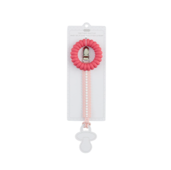 Pink Pacifier Strap & Teether Set