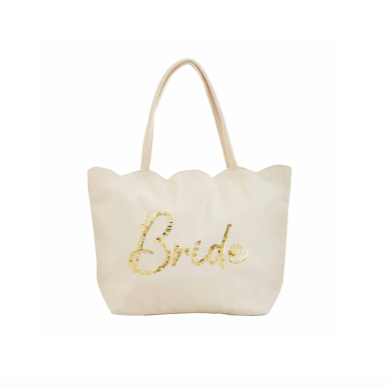 Bride Sequin Scallop Edge Tote