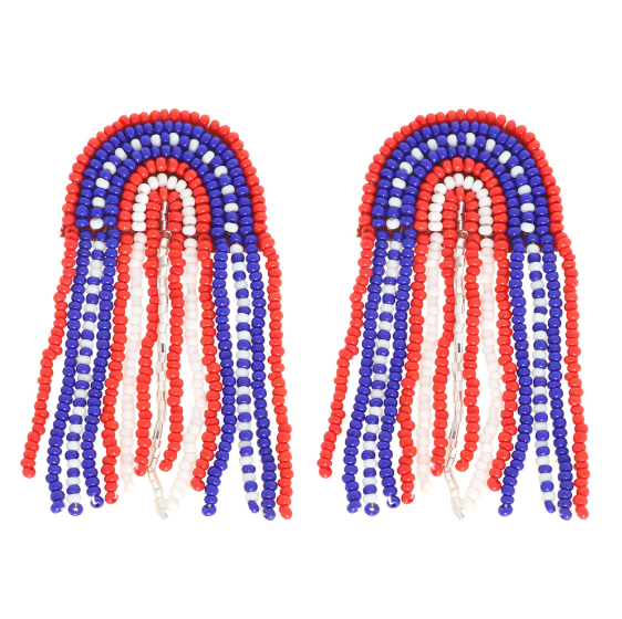 Patriotic Rainbow Beaded Earring