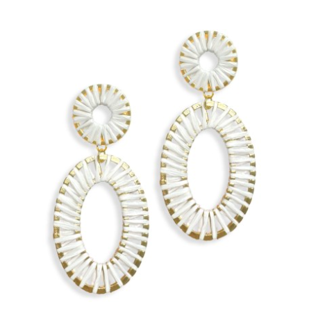 Raffia Wrapped Oval Drop Earring