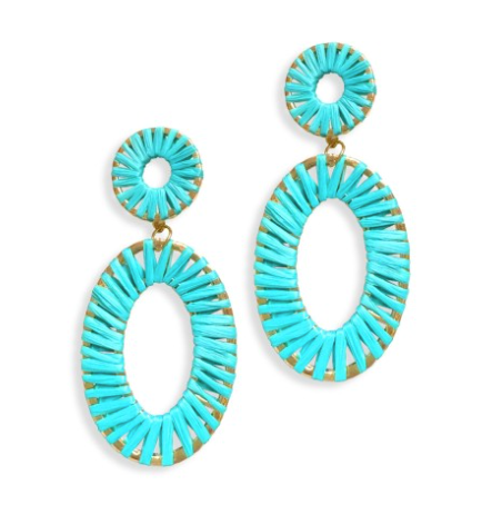 Raffia Wrapped Oval Drop Earring