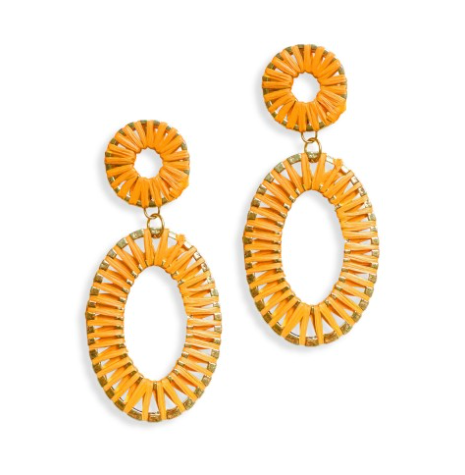 Raffia Wrapped Oval Drop Earring