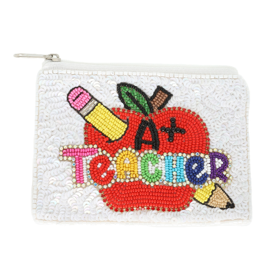 A+ Teacher Beaded Pouch