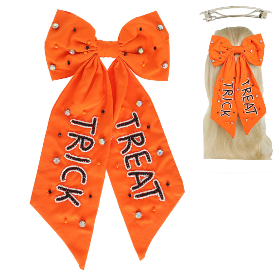 Trick Or Treat Ribbon Bow Clip