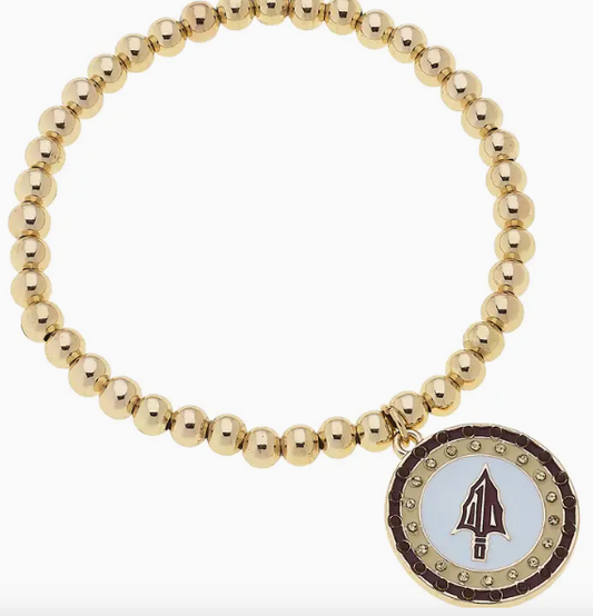 Florida State Seminoles Pave Disc Ball Bead Bracelet