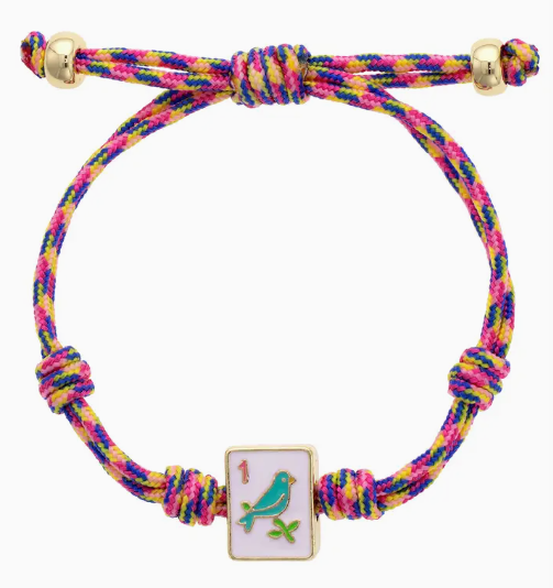 Sparrow Mahjong Tile Paracord Bracelet in Pink Multi