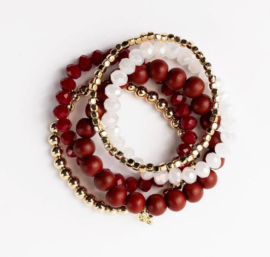 Mixed Crystal & Gold Beaded Bracelet Set