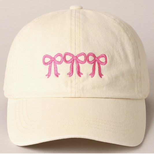 Triple Bows Embroidered Baseball Cap