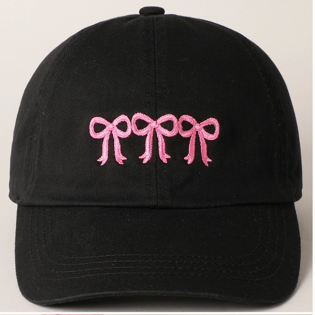 Triple Bows Embroidered Baseball Cap