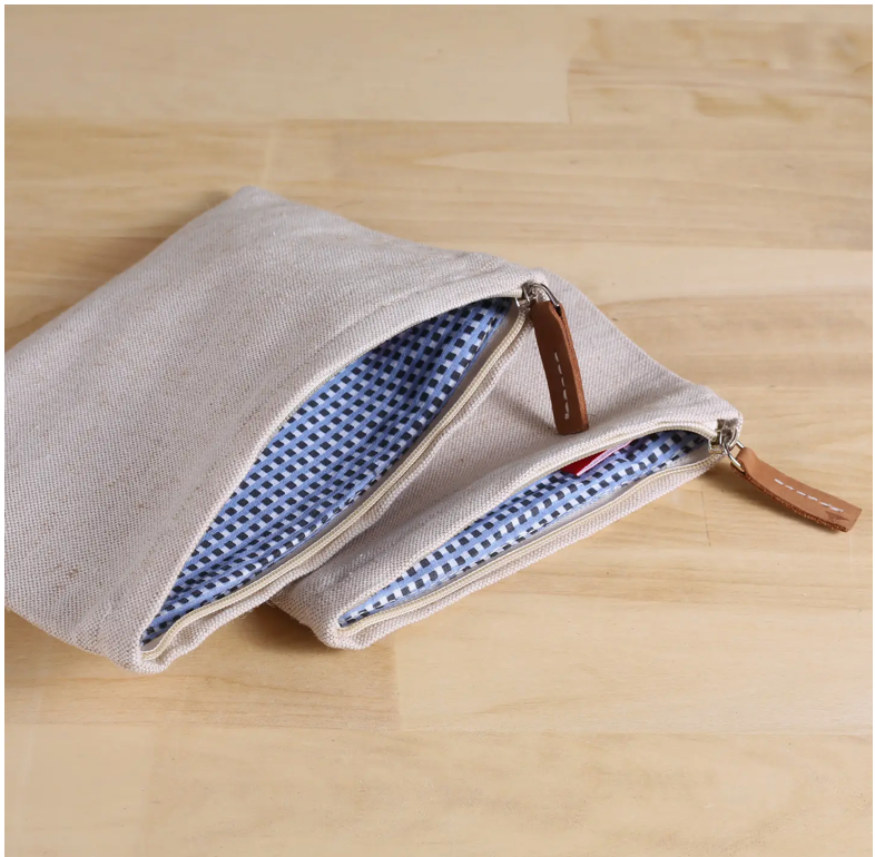 Jute Zippered Pouch Set