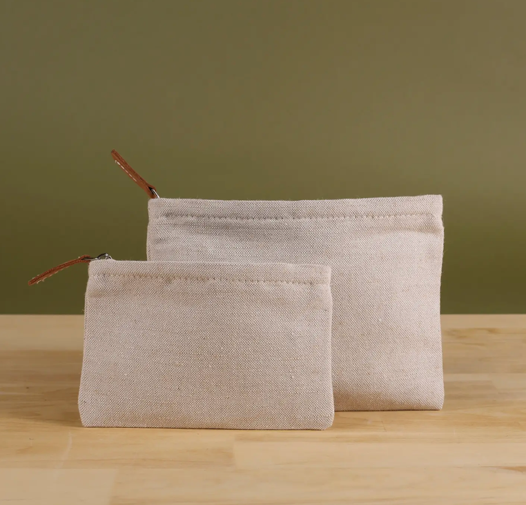 Jute Zippered Pouch Set