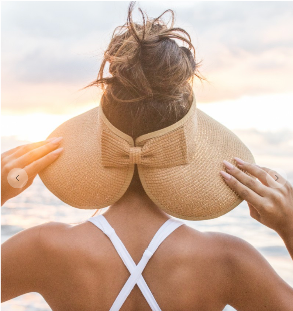 Foldable Wide Brim Bow Visor with Monogram