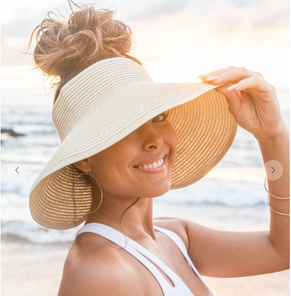 Foldable Wide Brim Bow Visor with Monogram