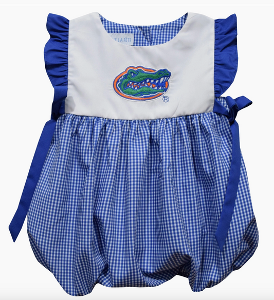 Gators Embroidered Gingham Bubble
