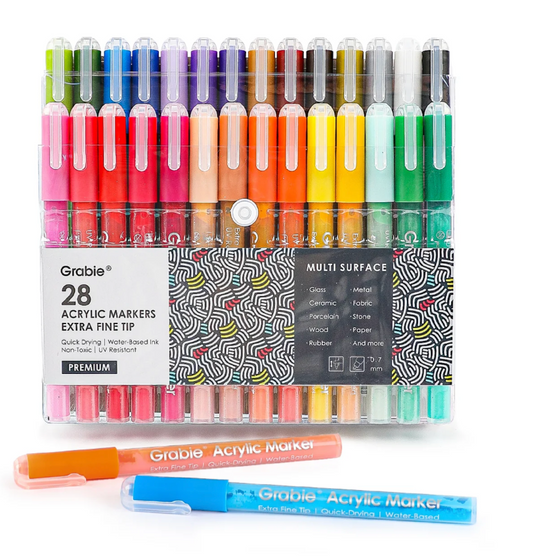 Grabie Extra Fine Tip Acrylic Paint Marker Set of 28