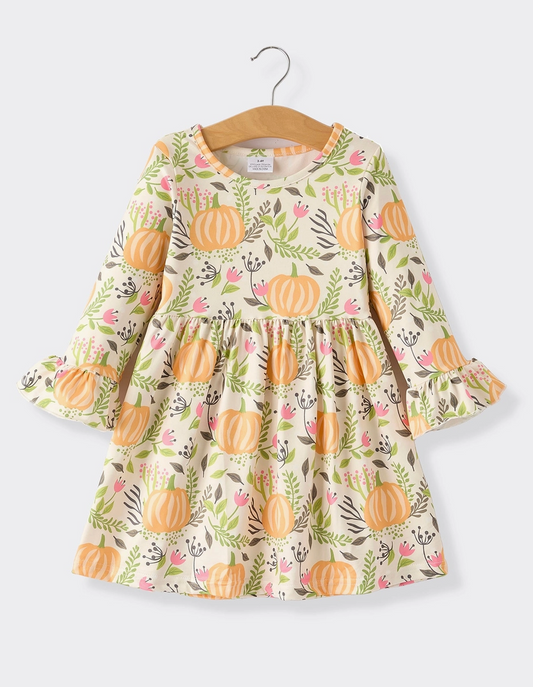 Floral Pumpkin Dress with Monogram