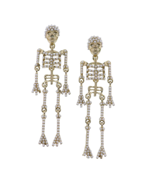 Skeleton with Pearls Earrings