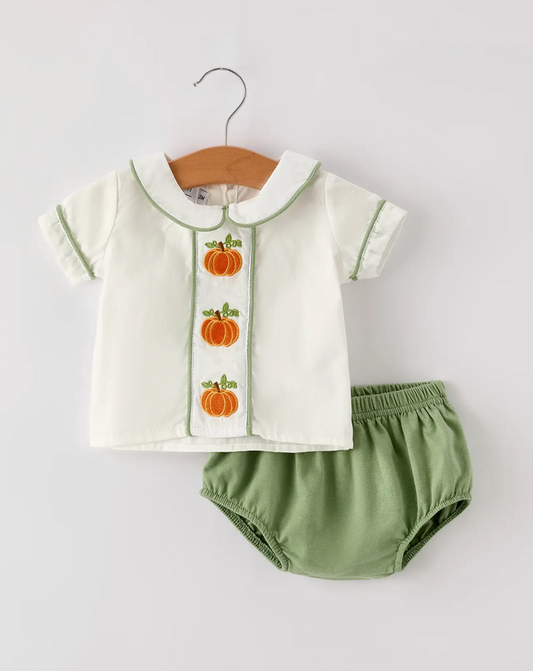 Fall Applique Bloomers Romper Set