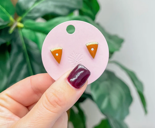 Pumpkin Pie Slice Enamel Stud Earrings